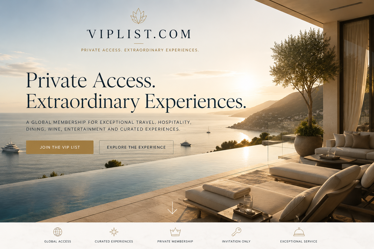Luxury private resort terrace with personalized hospitality service for VIPList members